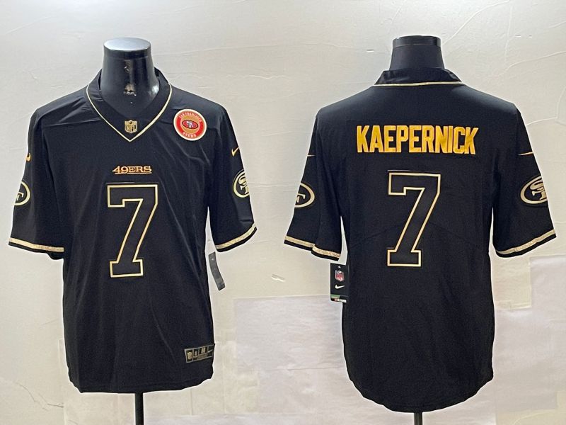 Men San Francisco 49ers #7 Kaepernick Black Gold Throwback 2024 Nike Limited NFL Jersey style 6